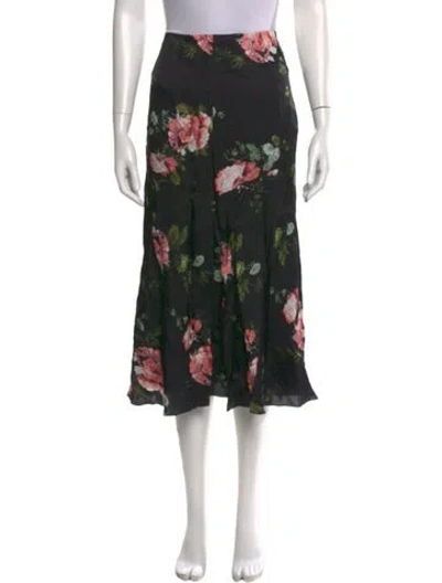 Pre-owned Erdem Floral Print Midi Length Skirt In Black