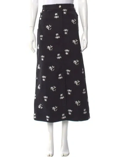 Pre-owned Erdem Floral Print Midi Length Skirt In Black