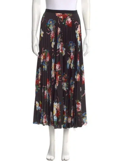 Pre-owned Erdem Floral Print Midi Length Skirt In Black