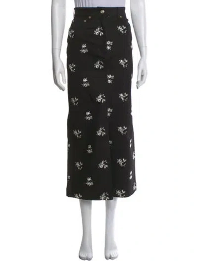 Pre-owned Erdem Floral Print Midi Length Skirt In Black