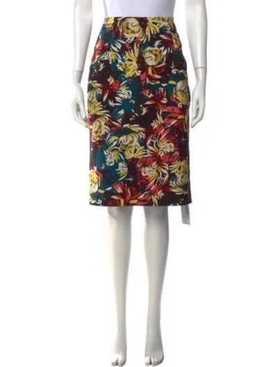 Pre-owned Erdem Floral Print Midi Length Skirt In Black