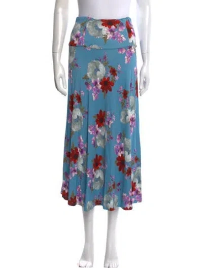 Pre-owned Erdem Floral Print Midi Length Skirt In Blue