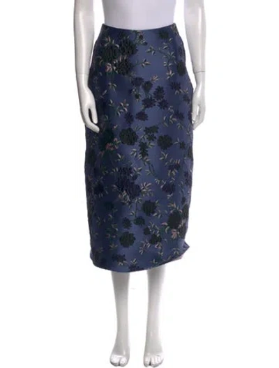 Pre-owned Erdem Floral Print Midi Length Skirt In Blue