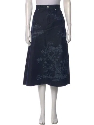 Pre-owned Erdem Floral Print Midi Length Skirt In Blue