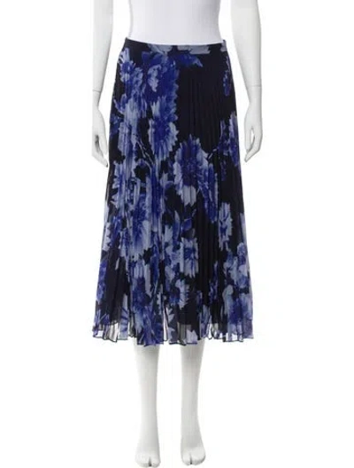 Pre-owned Erdem Floral Print Midi Length Skirt In Blue