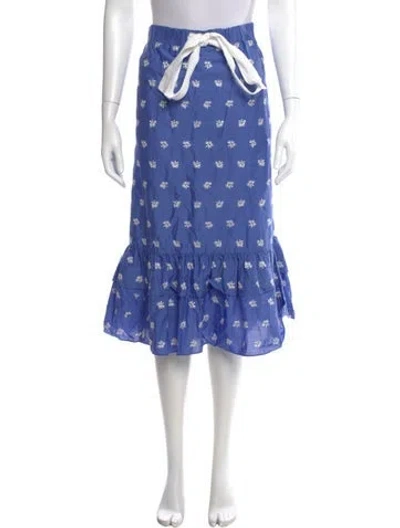 Pre-owned Erdem Floral Print Midi Length Skirt In Blue