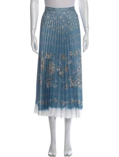 Pre-owned Erdem Floral Print Midi Length Skirt In Blue