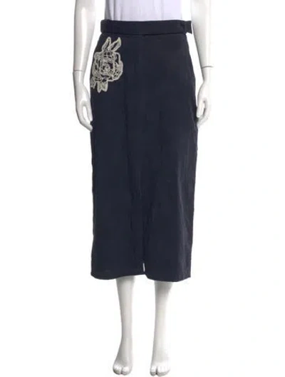 Pre-owned Erdem Floral Print Midi Length Skirt In Blue