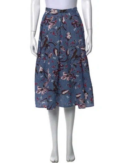 Pre-owned Erdem Floral Print Midi Length Skirt In Blue
