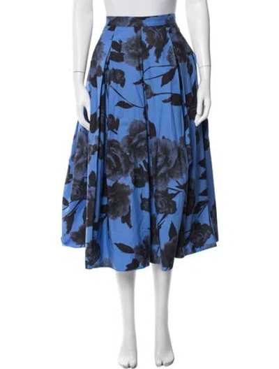 Pre-owned Erdem Floral Print Midi Length Skirt In Blue