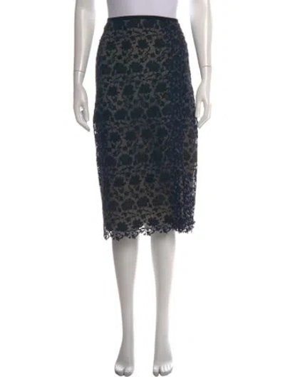 Pre-owned Erdem Floral Print Midi Length Skirt In Blue