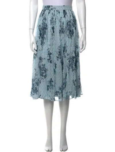 Pre-owned Erdem Floral Print Midi Length Skirt In Blue