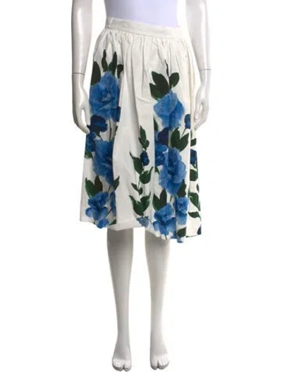 Pre-owned Erdem Floral Print Midi Length Skirt In Blue