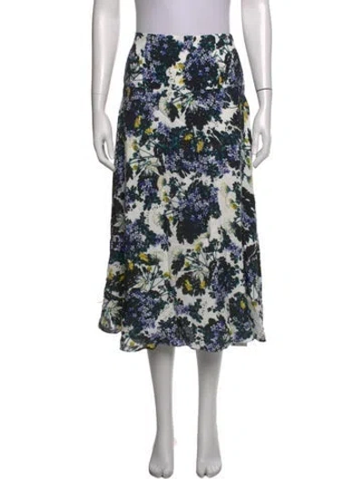 Pre-owned Erdem Floral Print Midi Length Skirt In Blue