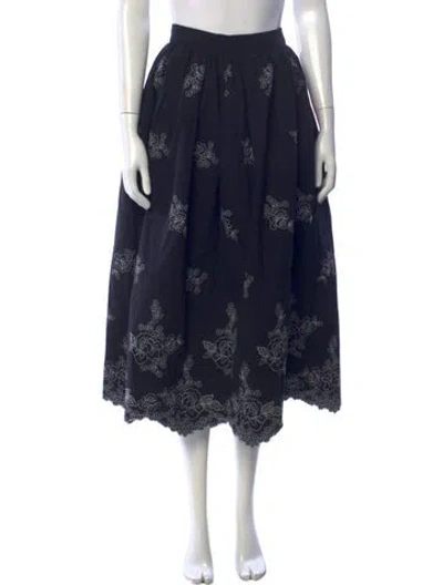 Pre-owned Erdem Floral Print Midi Length Skirt In Blue