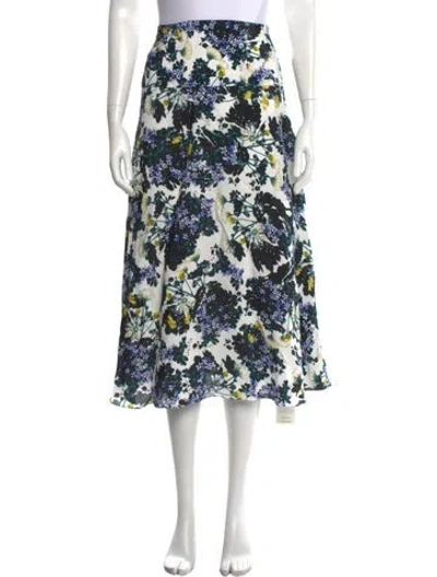 Pre-owned Erdem Floral Print Midi Length Skirt In Blue