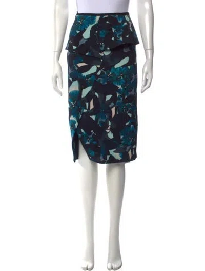Pre-owned Erdem Floral Print Midi Length Skirt In Blue