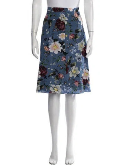 Pre-owned Erdem Floral Print Midi Length Skirt In Blue