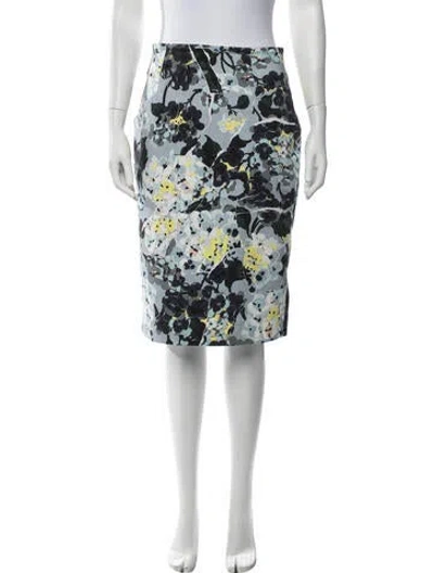 Pre-owned Erdem Floral Print Midi Length Skirt In Blue/green/yellow