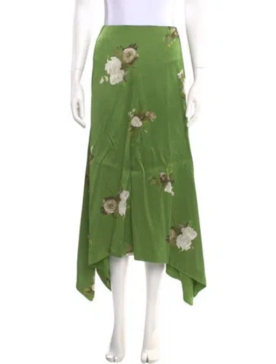 Pre-owned Erdem Floral Print Midi Length Skirt In Green