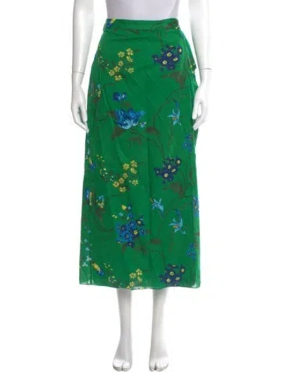 Pre-owned Erdem Floral Print Midi Length Skirt In Green