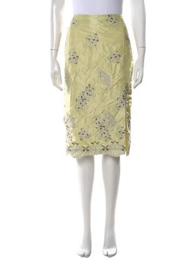 Pre-owned Erdem Floral Print Midi Length Skirt In Green