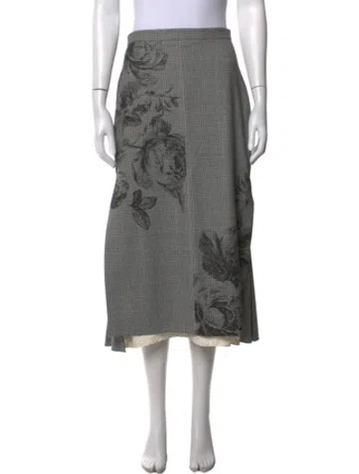 Pre-owned Erdem Floral Print Midi Length Skirt In Grey