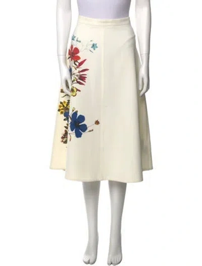 Pre-owned Erdem Floral Print Midi Length Skirt In Neutral