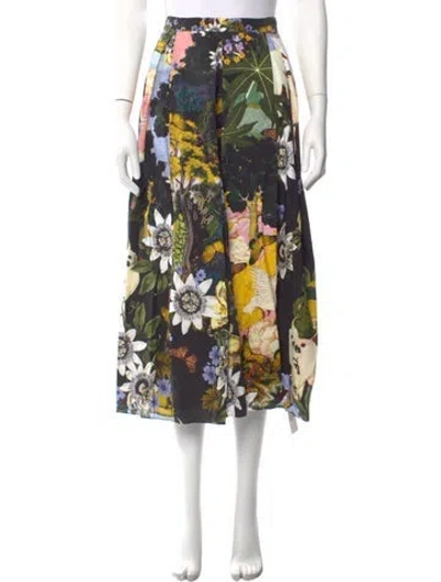 Pre-owned Erdem Floral Print Midi Length Skirt In Pink