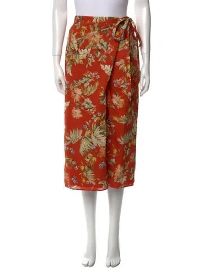 Pre-owned Erdem Floral Print Midi Length Skirt In Red