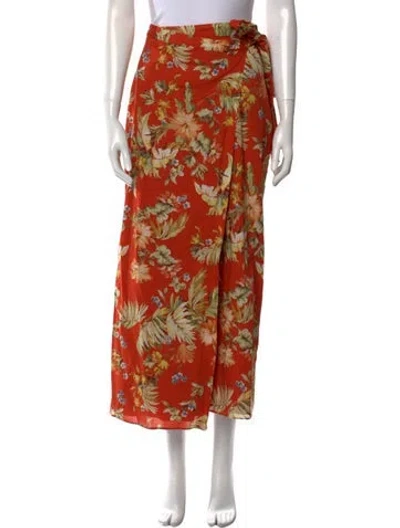 Pre-owned Erdem Floral Print Midi Length Skirt In Red