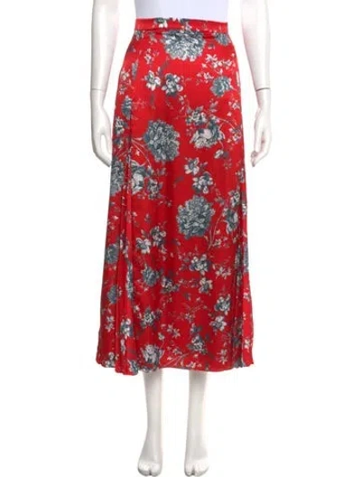 Pre-owned Erdem Floral Print Midi Length Skirt In Red