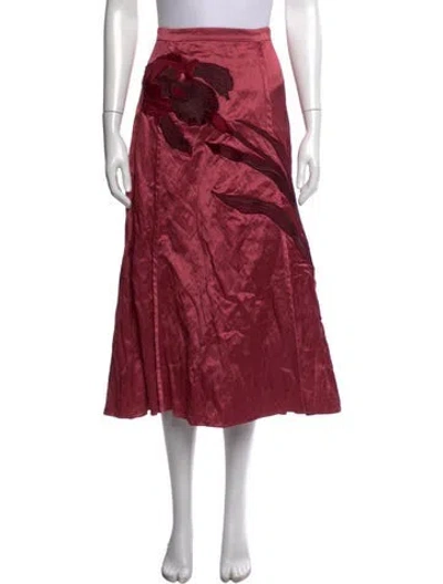 Pre-owned Erdem Floral Print Midi Length Skirt In Red