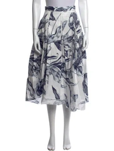 Pre-owned Erdem Floral Print Midi Length Skirt W/ Tags In Blue