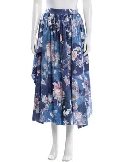Pre-owned Erdem Floral Print Midi Length Skirt W/ Tags In Multi