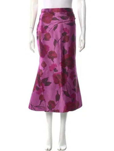 Pre-owned Erdem Floral Print Midi Length Skirt W/ Tags In Purple
