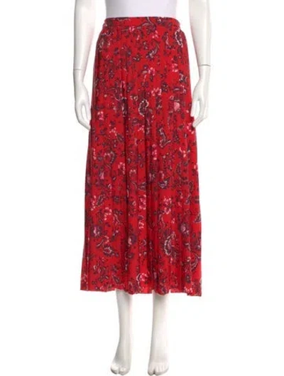 Pre-owned Erdem Floral Print Midi Length Skirt W/ Tags In Red