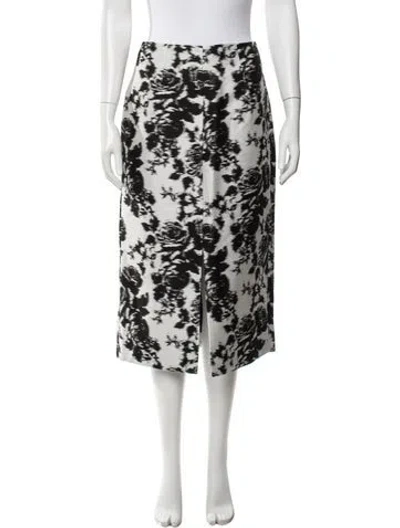 Pre-owned Erdem Floral Print Midi Length Skirt W/ Tags In White