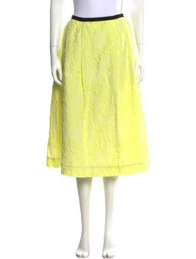 Pre-owned Erdem Floral Print Midi Length Skirt In Yellow