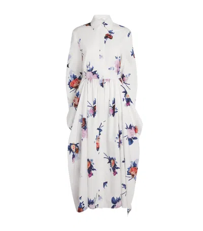 Erdem Floral Print Midi Shirt Dress In White