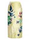 Erdem Womens Garden Venetian Yellow Floral Pencil Woven Midi Skirt In Green