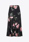 Erdem Floral Print Midi Skirt In Multicolor