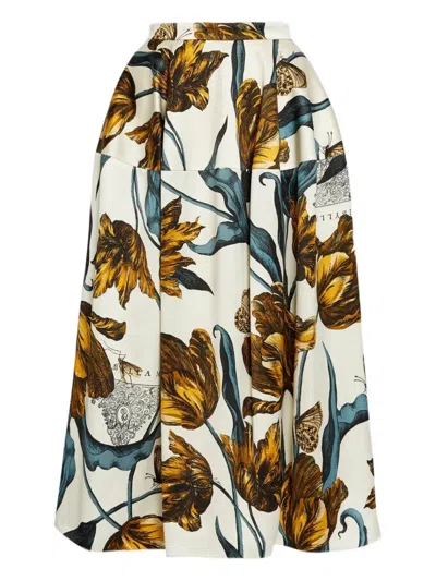 Erdem Floral-print Midi Skirt In Multi