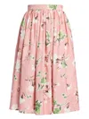 Erdem Floral-print Midi Skirt In Pink