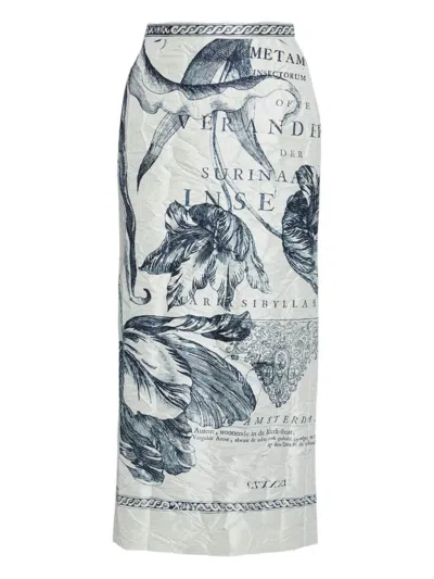 Erdem Floral-print Midi Skirt In White