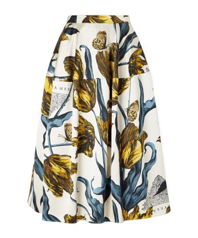 Erdem Floral Print Midi Skirt In White