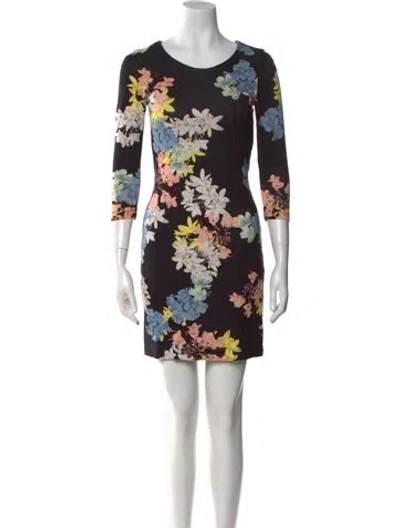 Pre-owned Erdem Floral Print Mini Dress In Black