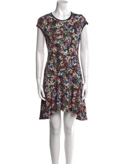 Pre-owned Erdem Floral Print Mini Dress In Black