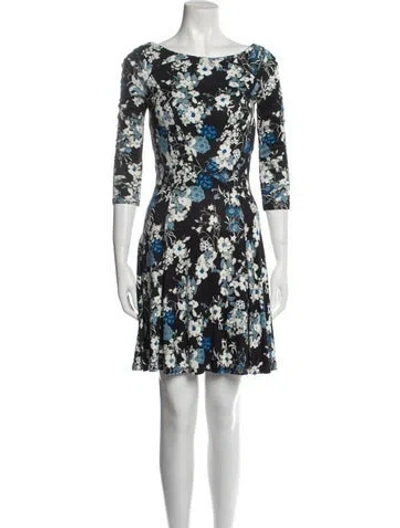 Pre-owned Erdem Floral Print Mini Dress In Black