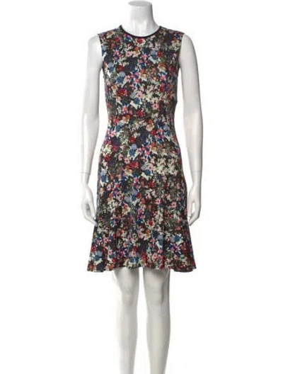 Pre-owned Erdem Floral Print Mini Dress In Black